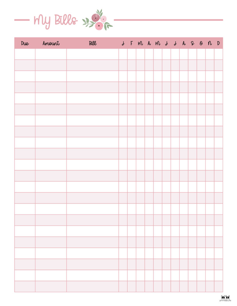 monthly bill organizers - 23 free printables | printabulls